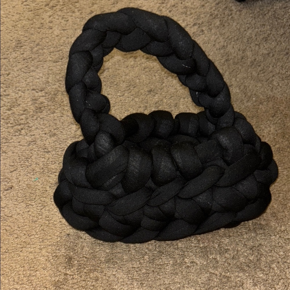 Elegant Black Braided Handbag